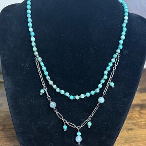 Silpada Retired Turquoise and Silver Layered Necklace